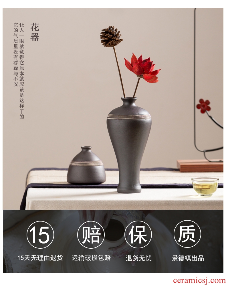 Jingdezhen ceramics classic zen floret bottle of flower arranging furnishing articles sitting room tea table decorations retro black pottery