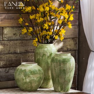 American ceramic green European crude some ceramic pot vase dried flower simulation flower furnishing articles sitting room the flower vase