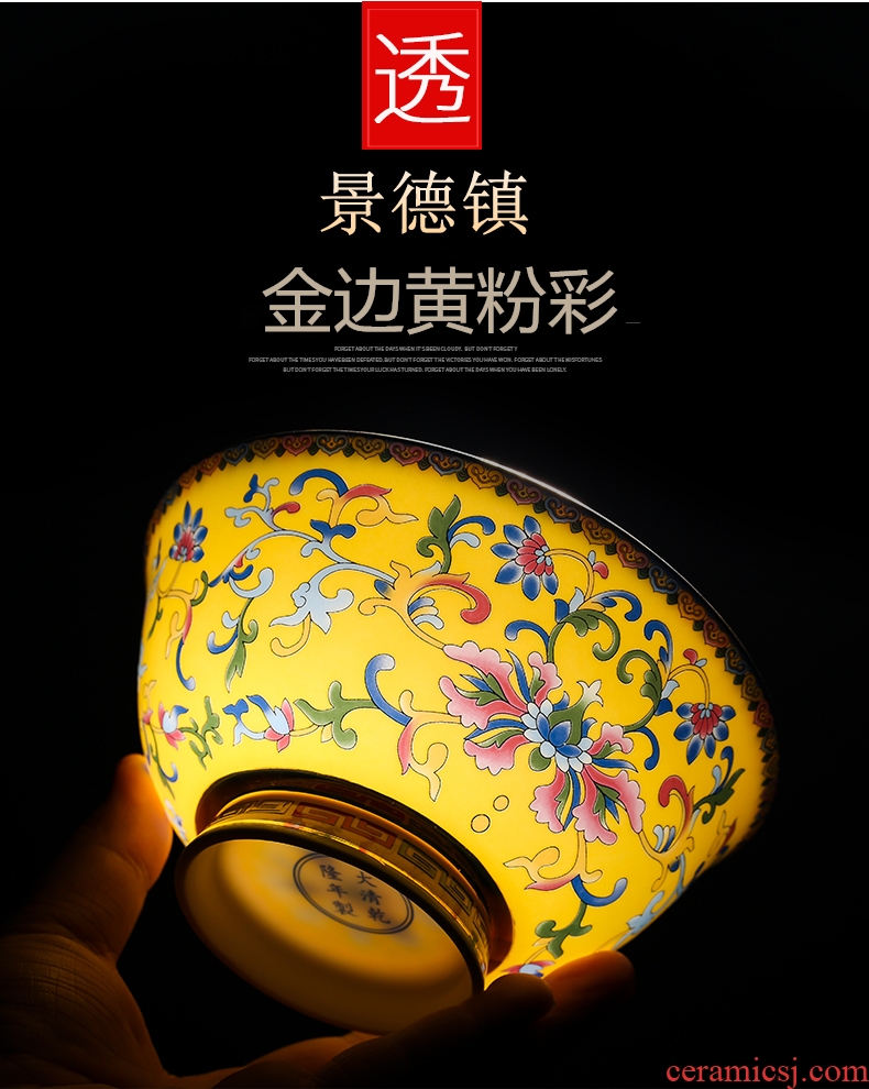 Jingdezhen ceramic household single eat bowl bone China creative high anti steamed big bowl of soup bowl chopsticks tableware bowl of long life