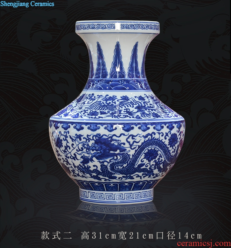 Jingdezhen ceramics Chinese antique hand-painted dried flowers of blue and white porcelain vase furnishing articles flower arranging home sitting room adornment