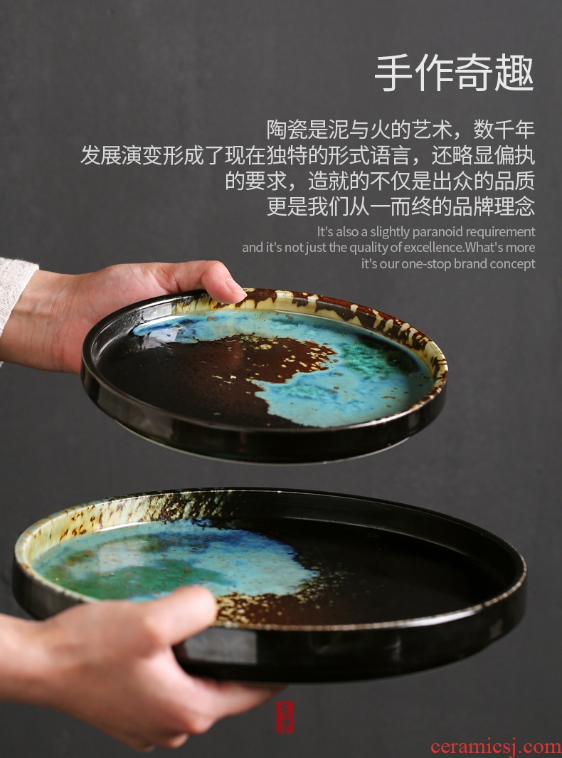 East European ceramic flat rong creative platter round steak dish food pasta dish home fruit salad plates