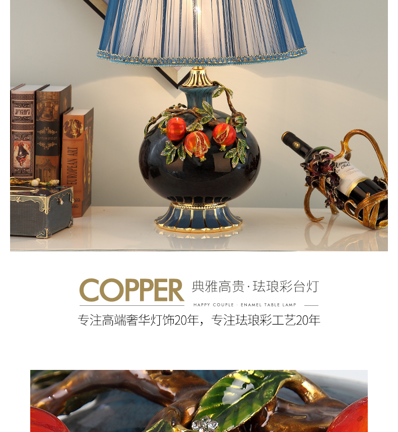 Cartel new Chinese style living room colored enamel porcelain lamp American luxury european-style villas of bedroom the head of a bed lamp