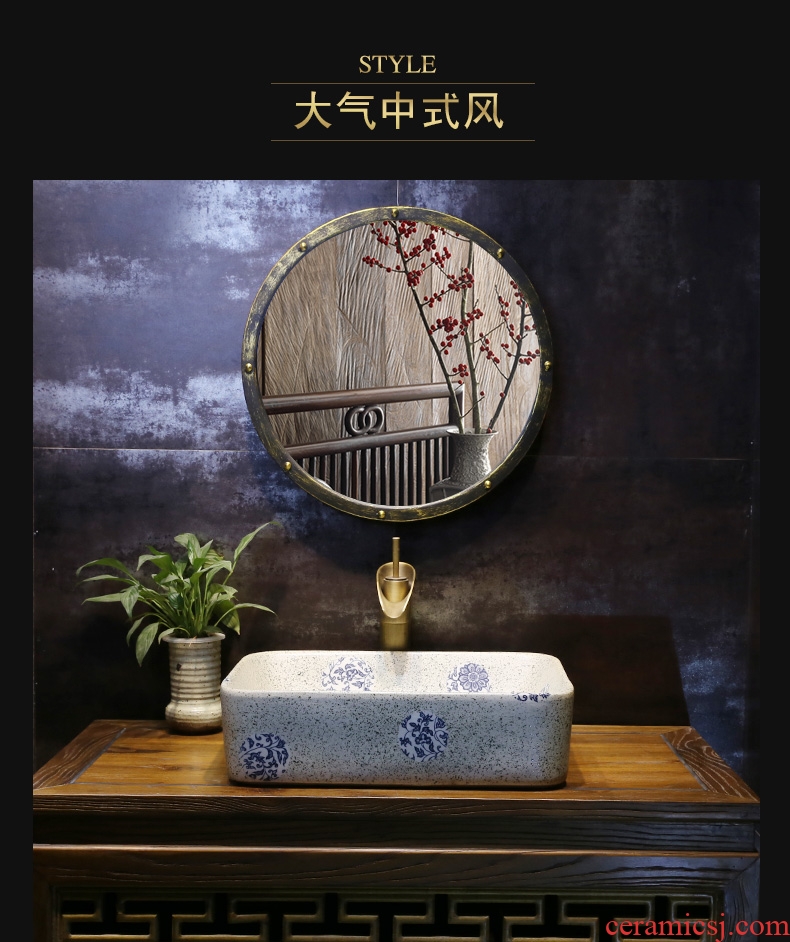 JingYan Chinese blue and white porcelain art stage basin of jingdezhen ceramic sinks rectangular basin basin sink