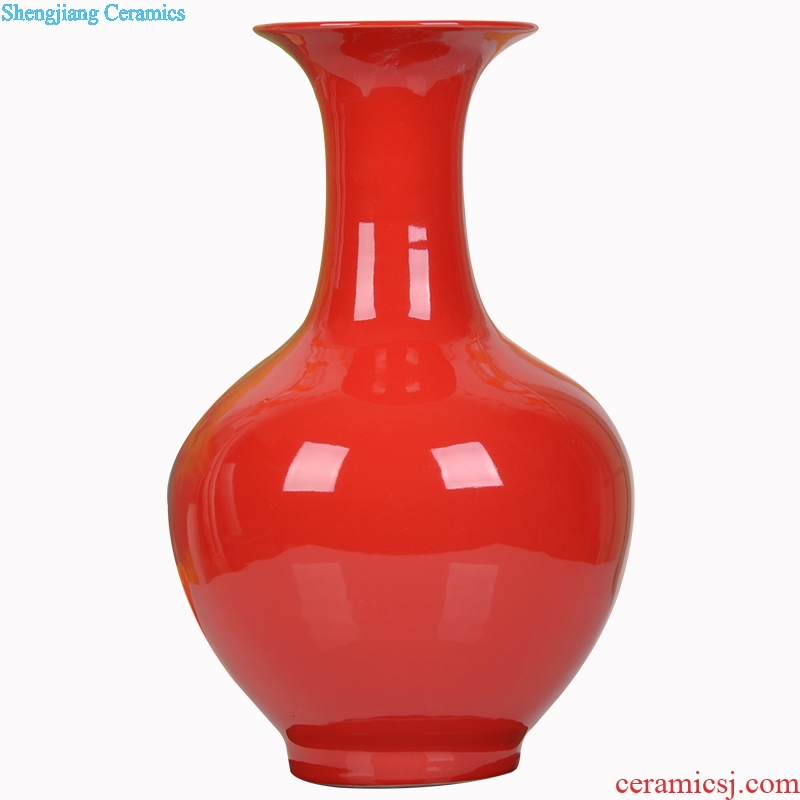 Jingdezhen ceramics China red new Chinese style is contemporary and contracted household living room TV cabinet decoration craft vase