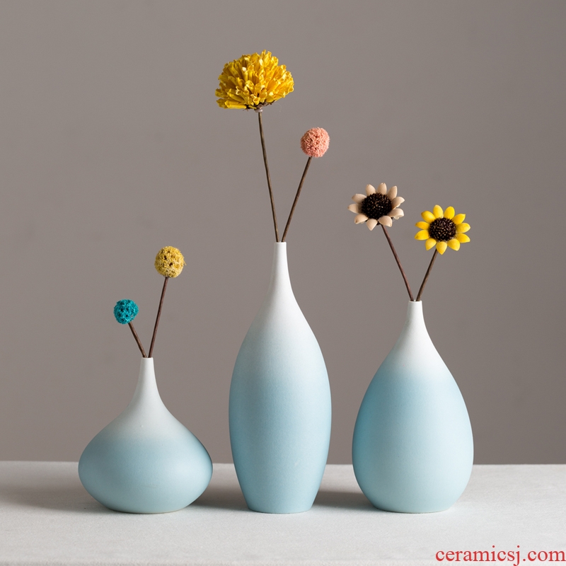 Vase furnishing articles sitting room dry flower arranging flowers small pure and fresh and ceramic home decoration ins wind Nordic sitting room adornment