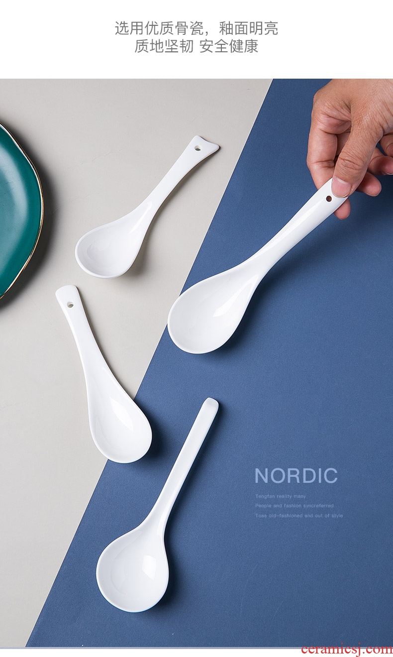 Spoon ceramic household big spoon ladle dipper large bone China porridge spoon porridge pot small spoon scoop of a spoon