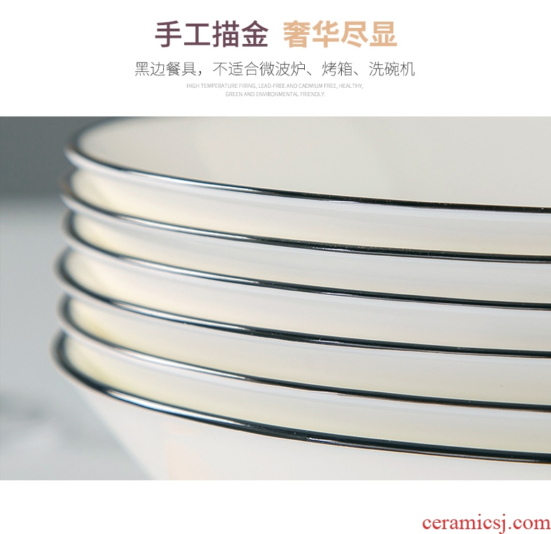 Jingdezhen porcelain dish plate household ceramic bone plates 4/6 European simple Nordic deep form of a large new dishes