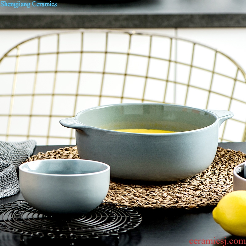 Nordic ears bowl of creative personality home lovely students eat instant soup bowl large ceramic fruit bowl rainbow noodle bowl of soup basin