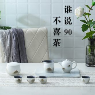 Jingdezhen tea set creative China wind hand-painted Chinese tide single cup tea kettle of water with a suit special gifts