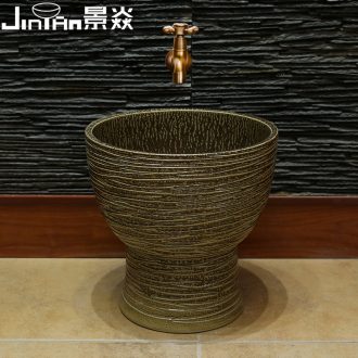 JingYan art restoring ancient ways is to wash the mop pool of household ceramic mop pool outdoor patio outdoor balcony archaize mop pool