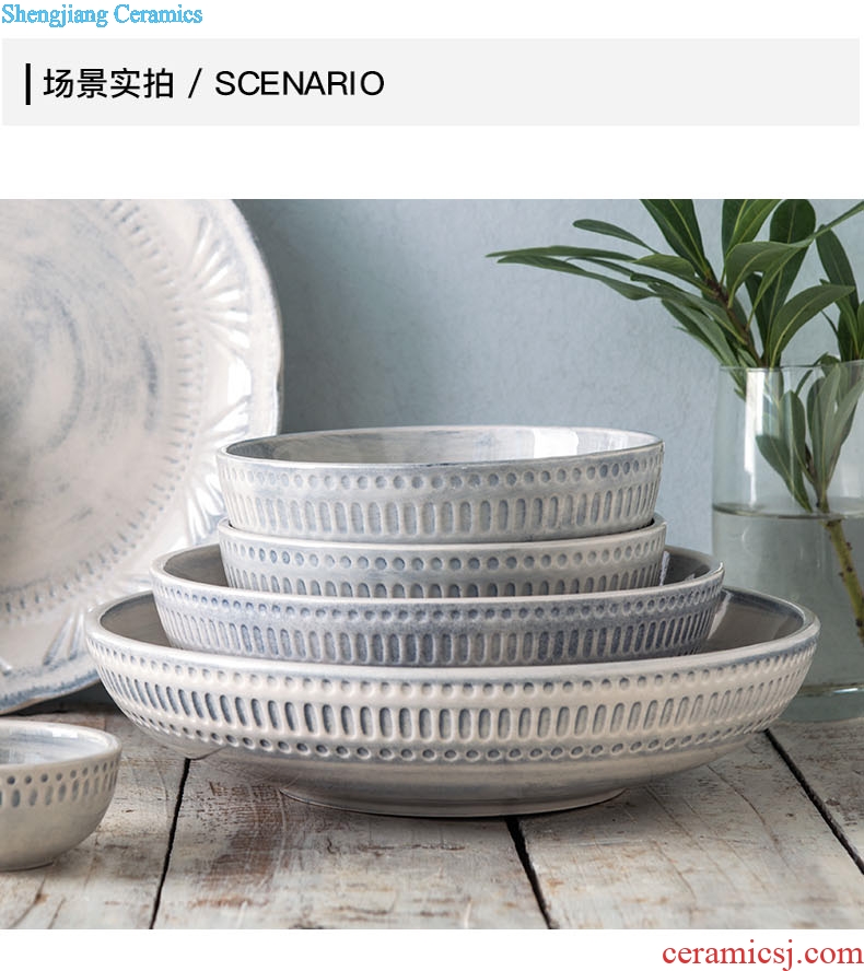 Million jia household ceramic bowl good-looking bowl bowl of soup bowl large rainbow noodle bowl european-style originality ins web celebrity salad bowl