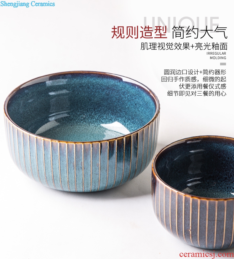 Household bowl bowl rainbow noodle bowl bowl big salad dishes tableware ceramic dishes suit creative personality northern Europe