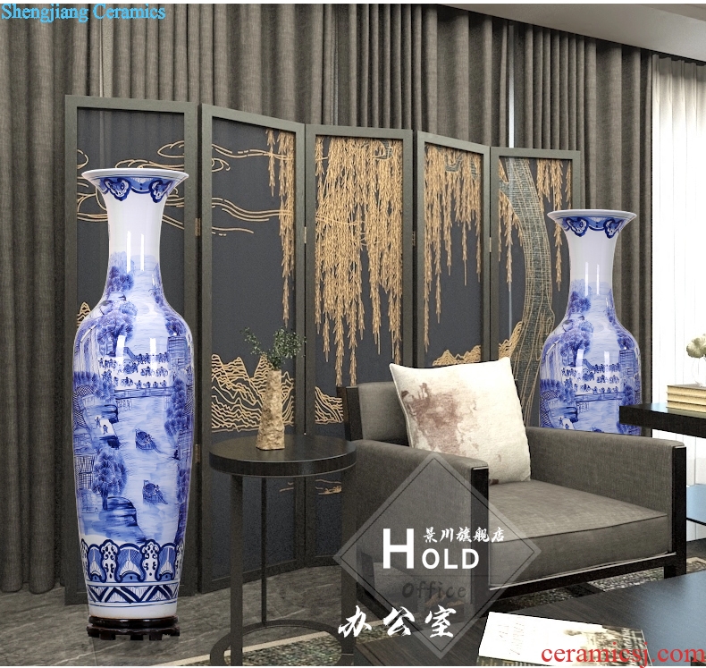 Jingdezhen blue and white porcelain vase of large sitting room the study of new Chinese style hand-painted ceramic large-sized hotel furnishing articles