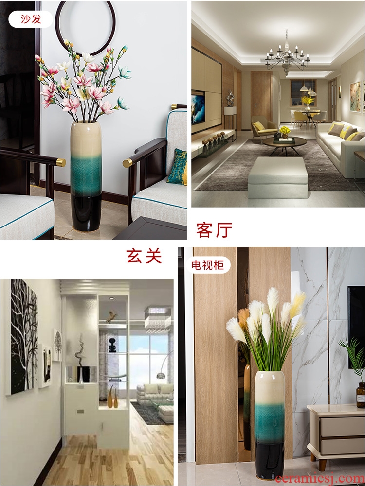 Jingdezhen ground vase large-sized ceramic dry flower is placed contemporary and contracted sitting room of Chinese style porch decoration flower arrangement