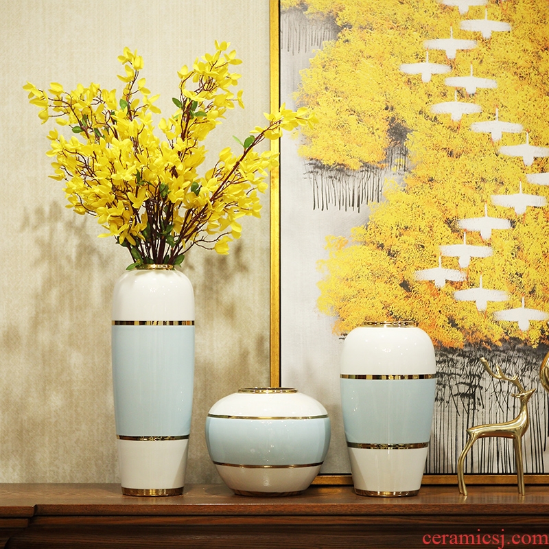 Postmodern ceramic light luxury european-style new Chinese vase flower arranging dried flowers TV ark place the sitting room porch decoration