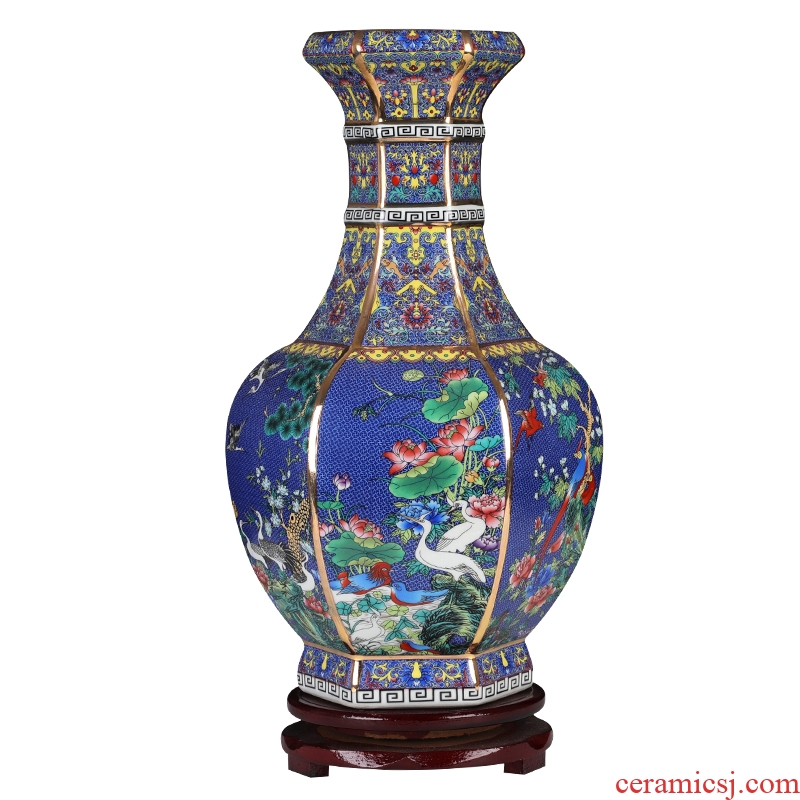 Chinese jingdezhen ceramics vase furnishing articles colored enamel decoration dried flowers flower arrangement sitting room adornment archaize handicraft