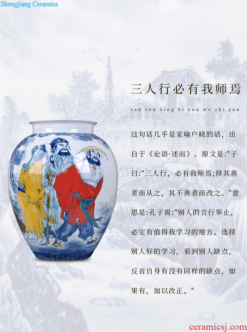 Jingdezhen ceramics hand-drawn characters sitting room porch ark of new Chinese style household crafts vase furnishing articles