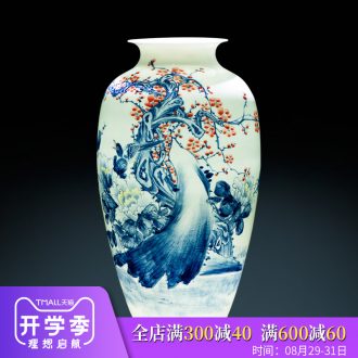 Jingdezhen ceramics famous master hand painted blue and white porcelain vase furnishing articles of Chinese style decoration decoration large living room