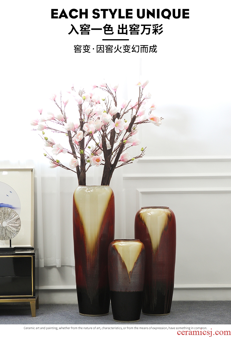 New Chinese style ceramic landing simulation flower vase large sitting room suit dry flower arrangement home furnishing articles