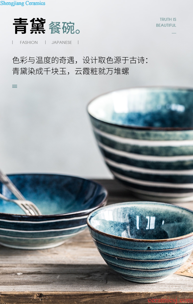 Million jia household ceramic bowl nice rice bowls Japanese retro soup bowl food bowl of the big yards food bowls of rainbow noodle bowl