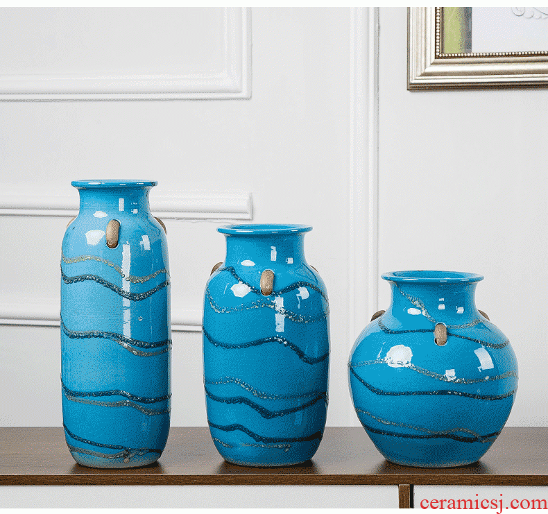 Insert jingdezhen ceramics vase home sitting room ark decoration Mediterranean dried flower flower implement creative furnishing articles