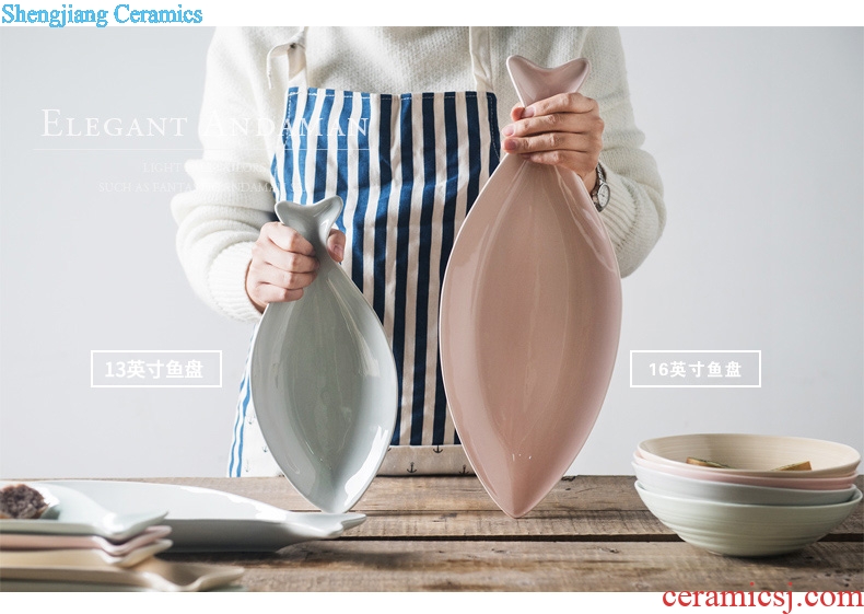 Million charr plate domestic large steamed fish creative personality new Japanese ceramics tableware plate dishes and utensils