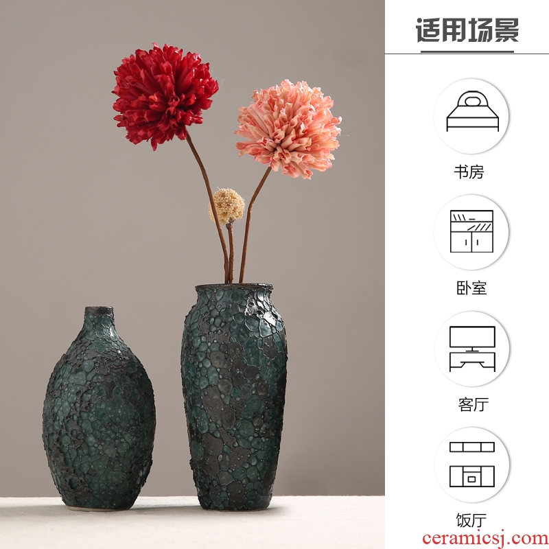 Chinese style restoring ancient ways ceramic vase dried flower flower flower arranging furnishing articles creative household adornment cabinet sitting room table