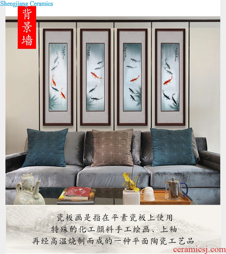 Jingdezhen porcelain plate painting every year for more than four screen to hang a picture to the sitting room is the study of modern office decoration