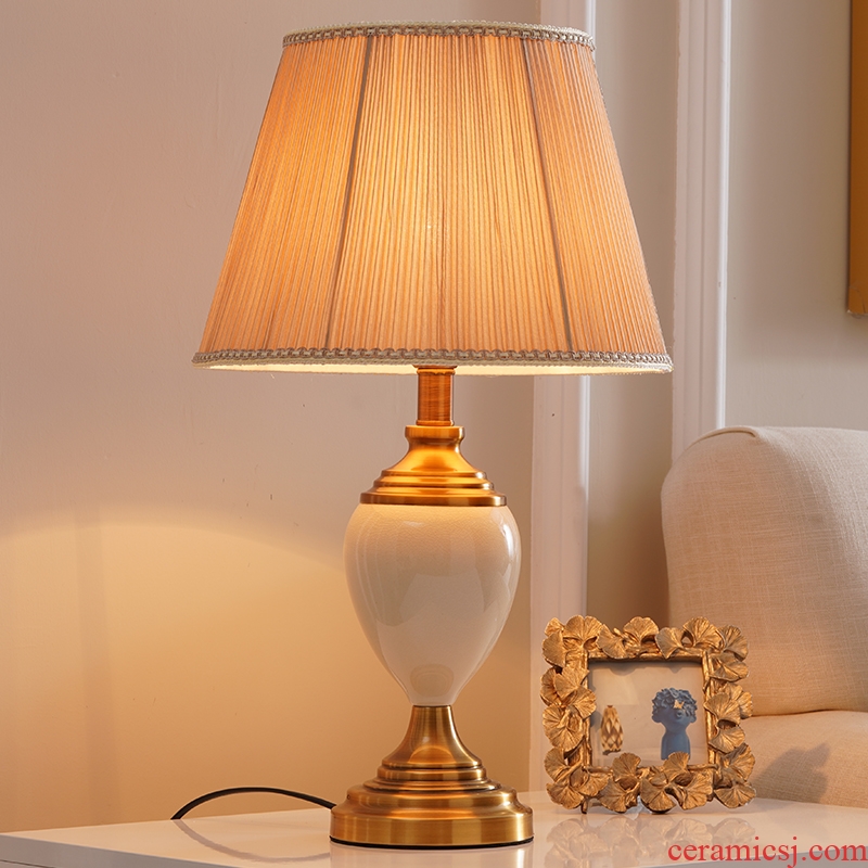 Desk lamp of bedroom nightstand lamp American household contracted modern new Chinese style sweet ceramic desk lamp floor lamp of the sitting room