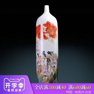 Jingdezhen ceramics by hand riches and honor peony high ground vases, large home sitting room adornment is placed