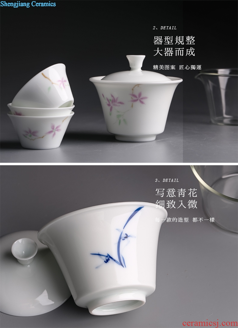 Jingdezhen porcelain white porcelain crack cup travel tea set suit portable a pot of two cups of tea pot