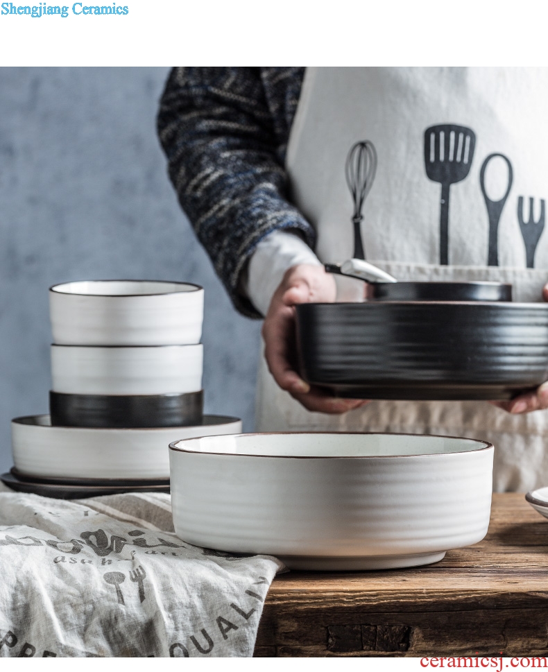 Million fine ceramic big bowl of household Nordic web celebrity ins rainbow noodle bowl beef soup bowl creative Japanese salad bowl
