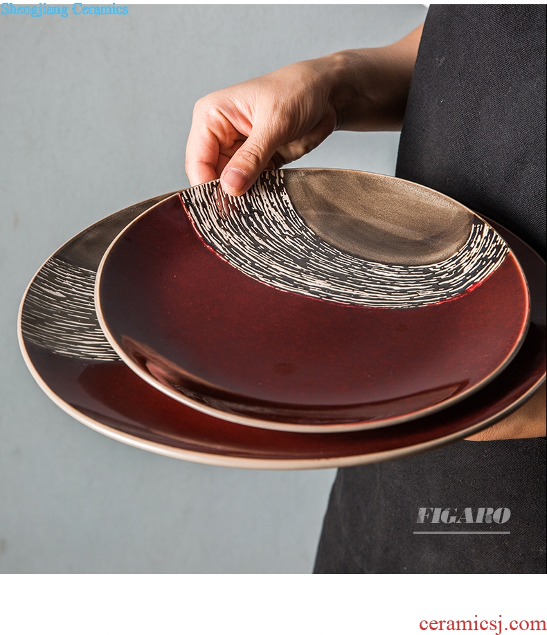 Ijarl million jia creative ceramic plate personality retro tableware western-style steak dinner plate dishes home plate