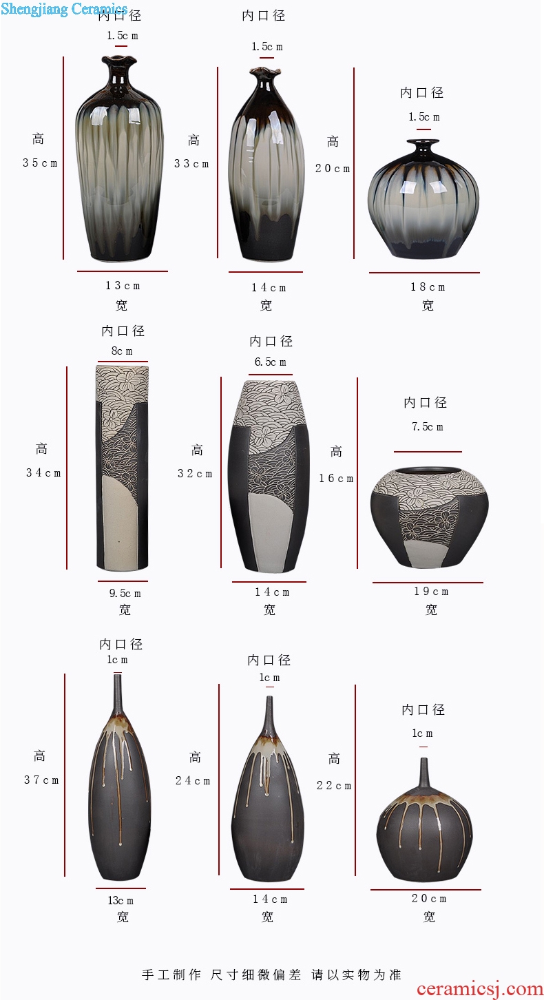 Jingdezhen ceramics kiln vase three-piece flower arrangement home furnishing articles or restoring ancient ways is the sitting room porch decoration