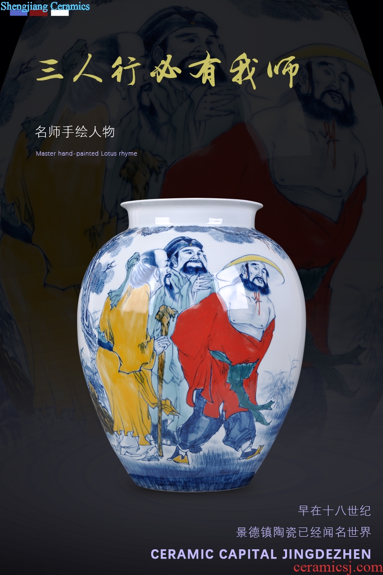 Jingdezhen ceramics hand-drawn characters sitting room porch ark of new Chinese style household crafts vase furnishing articles