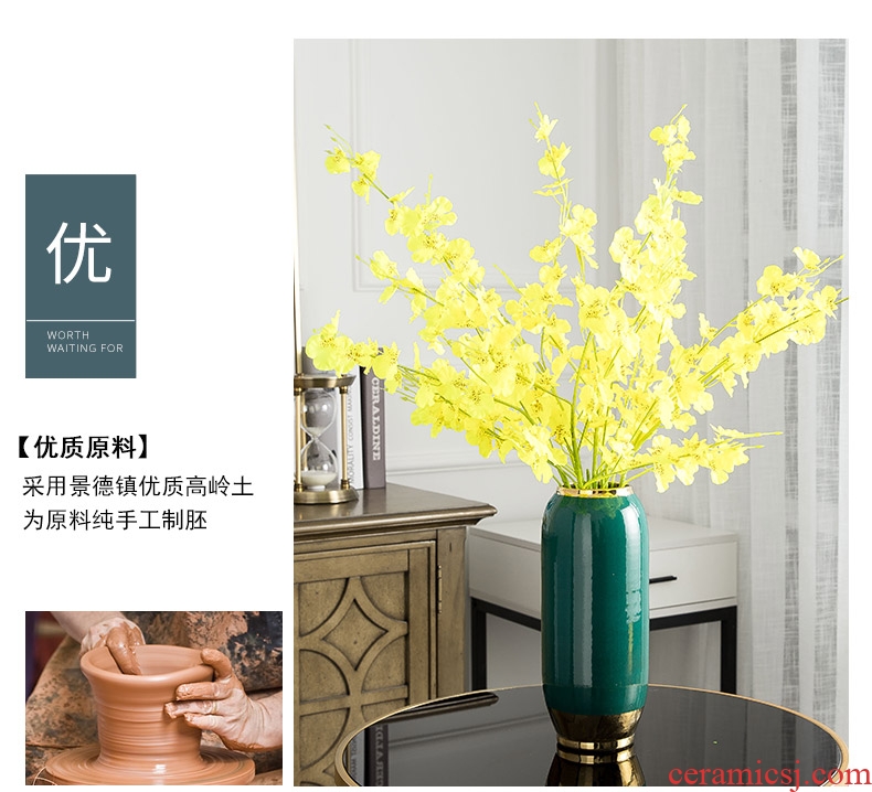 Ceramic vase artical sitting room flower arranging furnishing articles American contemporary and contracted hydroponic dried flowers creative household decoration