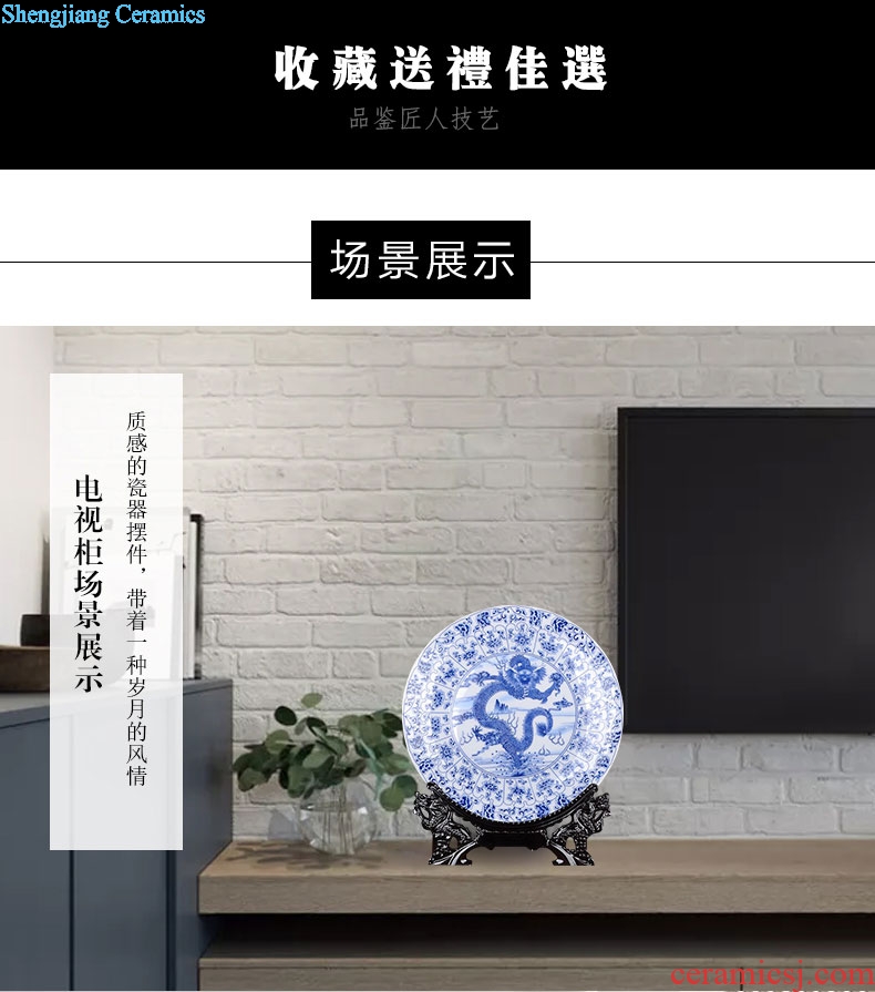 The sitting room of Chinese style household art scene, jingdezhen ceramics plate dragon QingHuaPan creative gifts