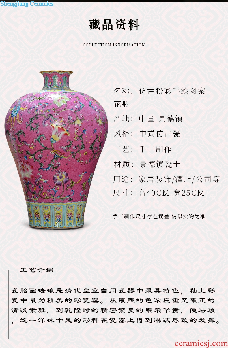 Jingdezhen ceramics imitation qing qianlong pastel hand-painted morning glory vases, new Chinese style living room decorations furnishing articles