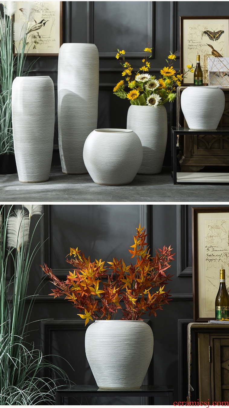 Jingdezhen ceramic vase of large sitting room dry flower arranging flowers furnishing articles contracted and contemporary white clay flowerpots by hand