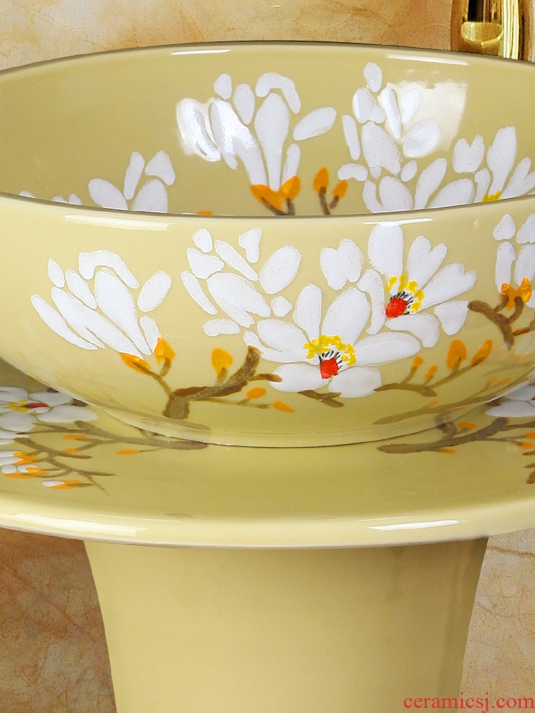 JingYanZhu type lavatory jingdezhen ceramic basin one-piece art pillar lavabo vertical landing platform