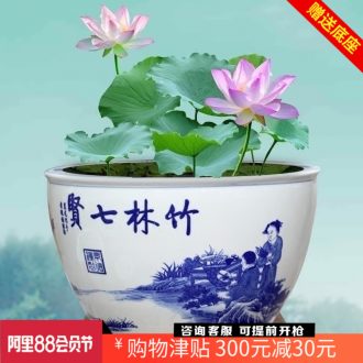 Seven sages of bamboo forest jingdezhen ceramic goldfish bowl sitting room office desktop furnishing articles large fish basin tortoise cylinder