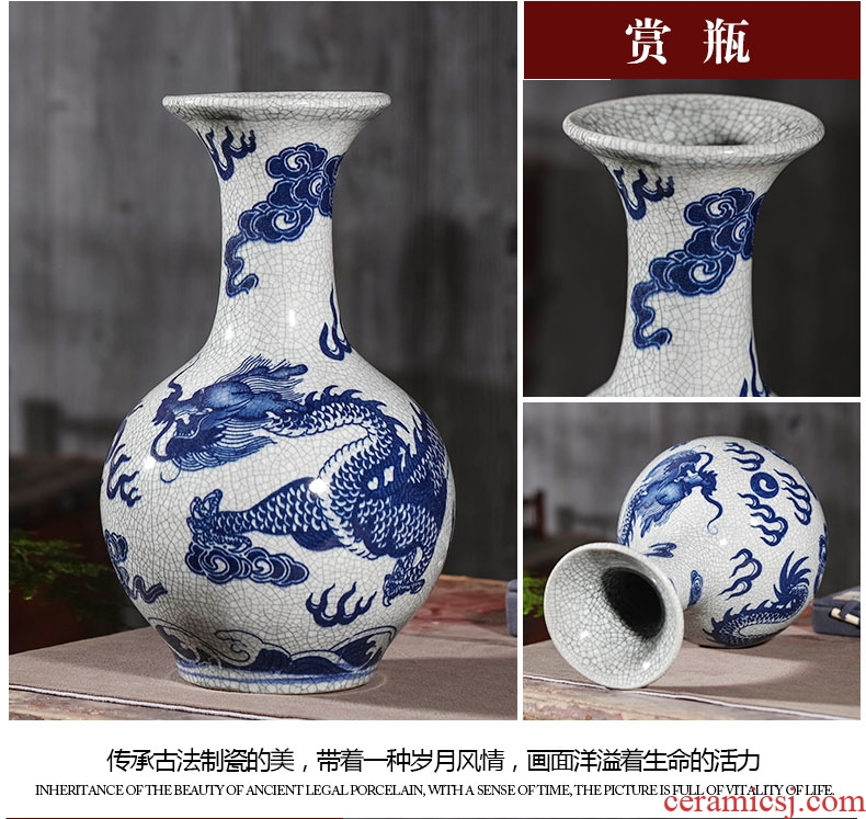 Ice crack of jingdezhen ceramics vase is wine TV ark creative household adornment handicraft furnishing articles in the living room