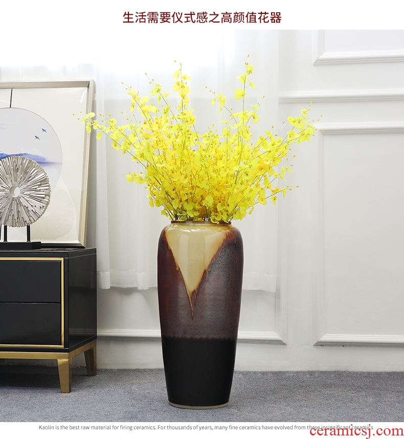 New Chinese style ceramic landing simulation flower vase large sitting room suit dry flower arrangement home furnishing articles