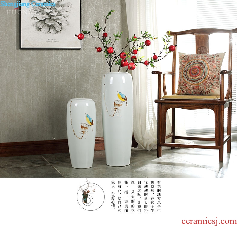 New Chinese style sitting room dining-room floor vase store window decoration flower implement jingdezhen ceramic plug dried flowers, furnishing articles