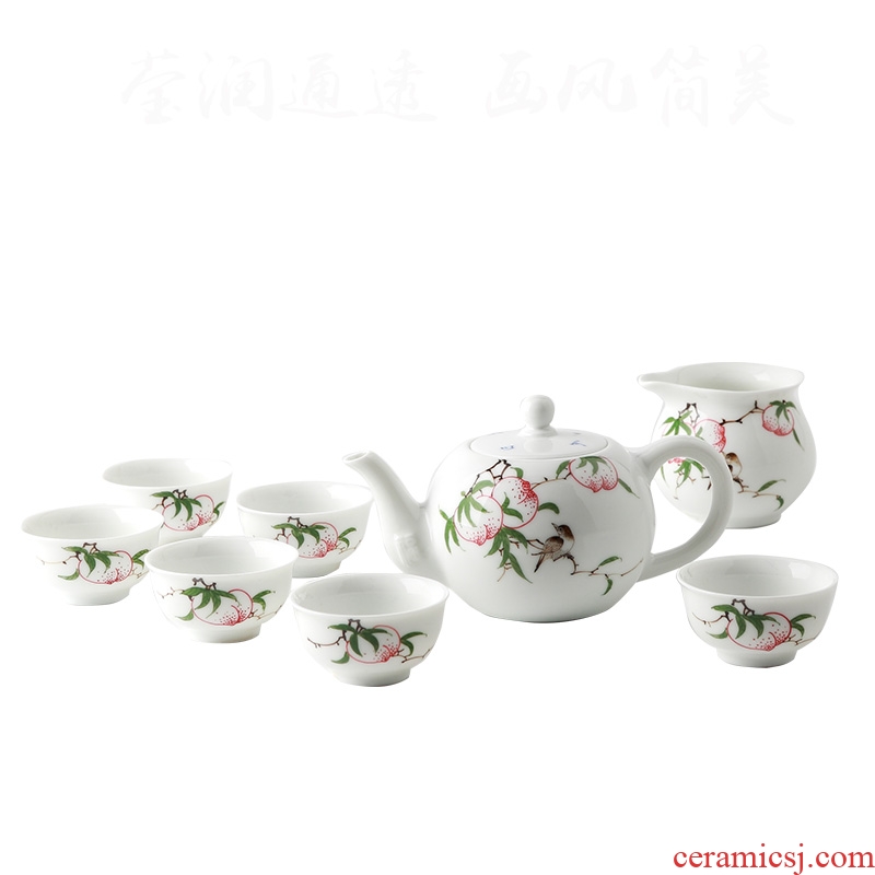 DH hand-painted pastel kung fu tea set jingdezhen contracted household ceramics cup teapot cup