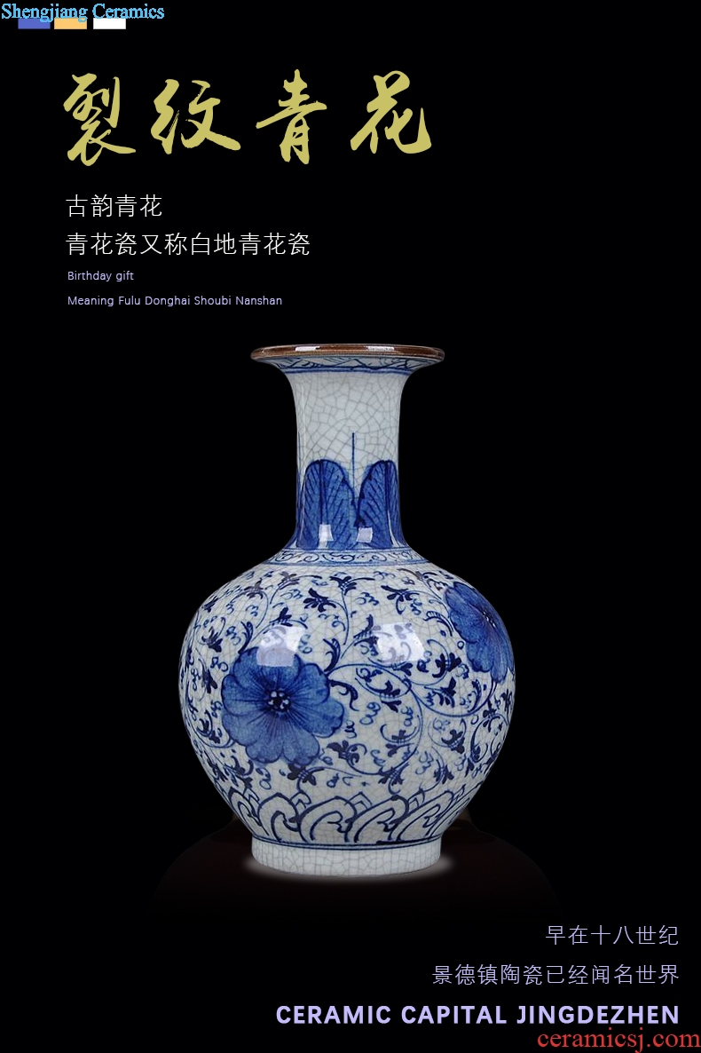 Jingdezhen ceramics hand-painted guanyao blue and white porcelain flower rich ancient frame under the glaze color antique crafts home decorations