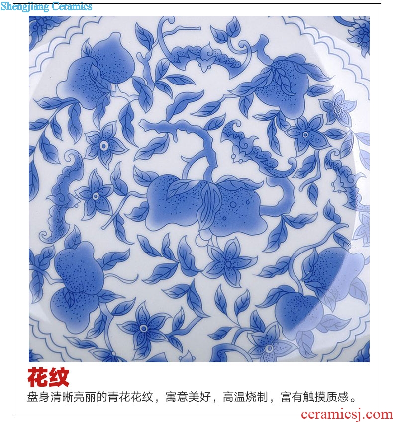 The sitting room of Chinese style household art of jingdezhen ceramics plate QingHuaPan craft supplies creative gifts furnishing articles