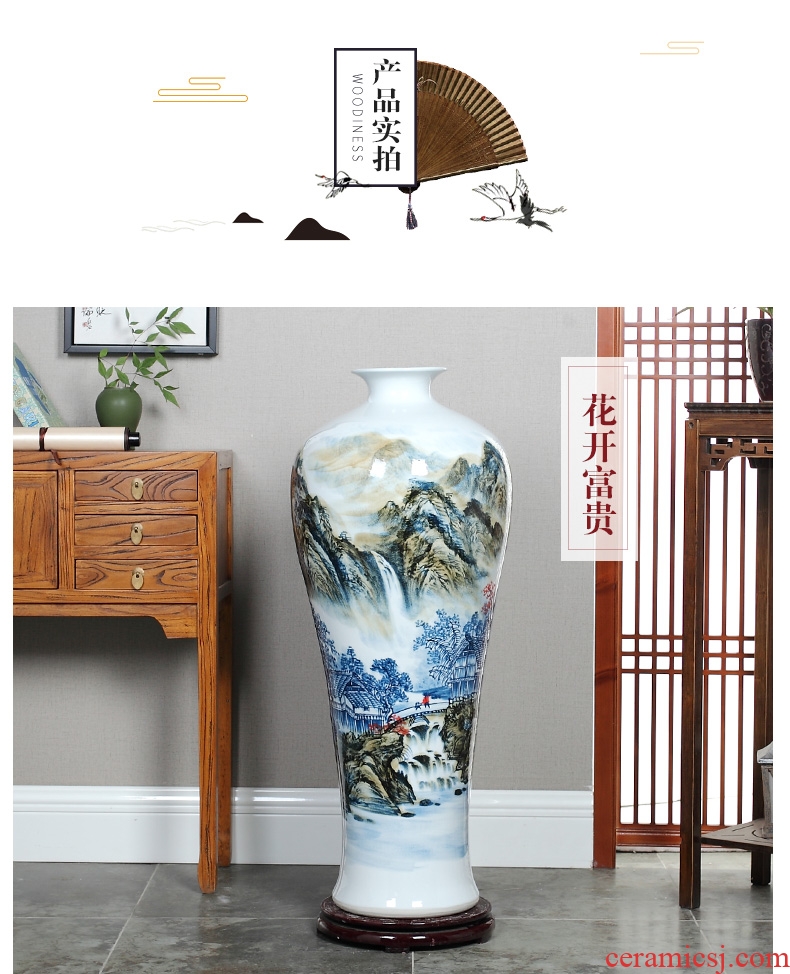 Jingdezhen ceramics hand-painted high blue and white porcelain vase of large hotel opening gifts sitting room adornment is placed