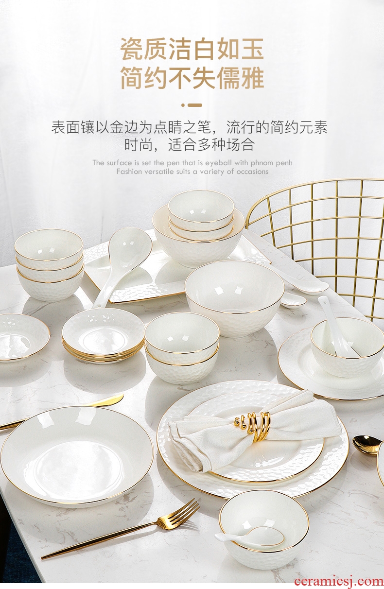 European style phnom penh dish suits home dish bowl chopsticks dishes bone China jingdezhen ceramics cutlery set jade