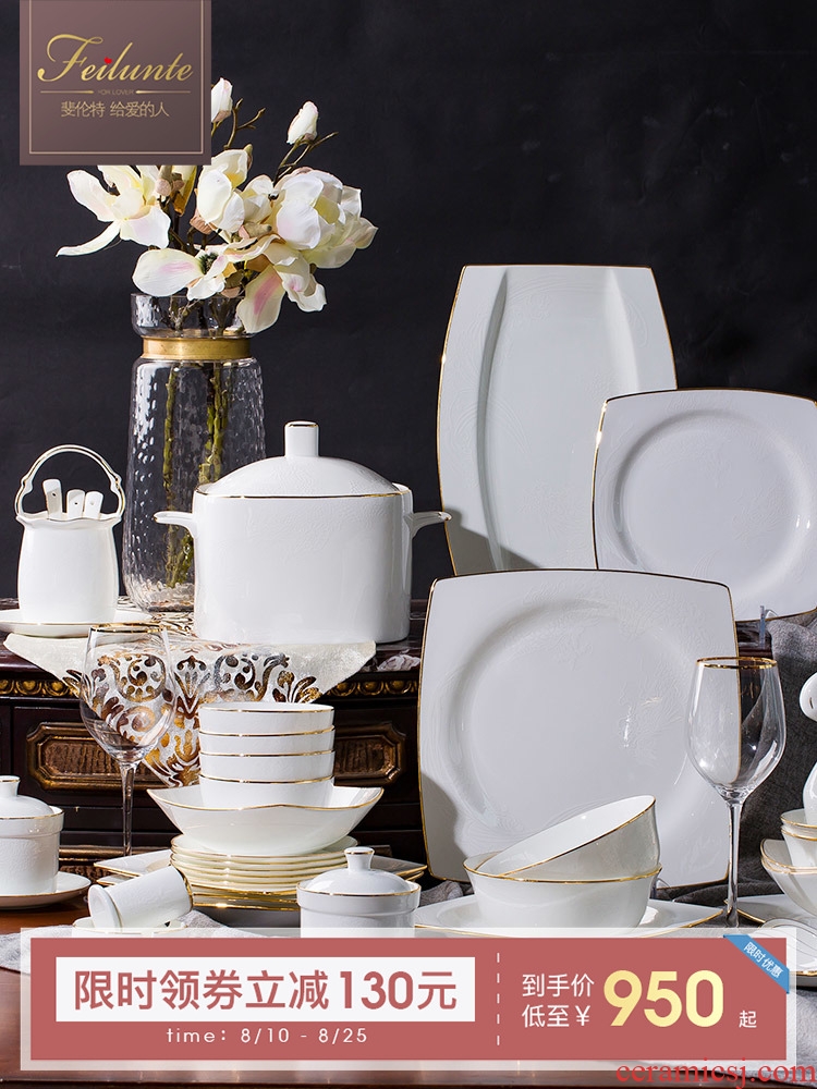 Dishes suit household European top-grade jingdezhen ceramic bowl bowl dish bowl Nordic bone porcelain plate